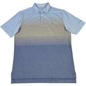 Peter Millar Short Sleeve Polo Blue Gray "Whispering Pines G.C." Men's Size L